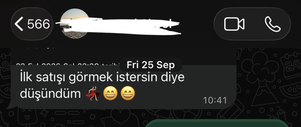 Bir katılımcının mesajı: İlk satışı görmek istersin diye düşündüm